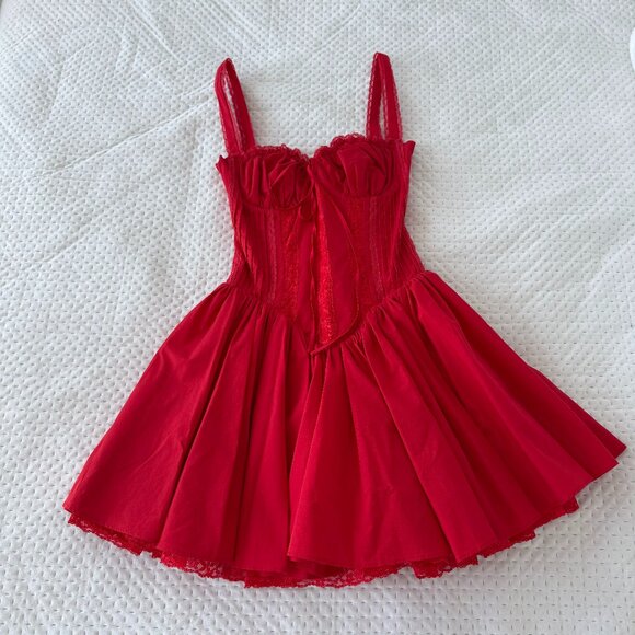 HOUSE OF CB PIETRA CHERRY RED CORSET MINI DRESS XS - Picture 2 of 6